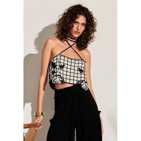 Cropped Tela Rosas