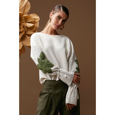 Blusa Flores de Croche