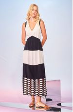 Vestido-Longo-com-Barrado-de-Trico-Preto-e-Branco-Pietra--