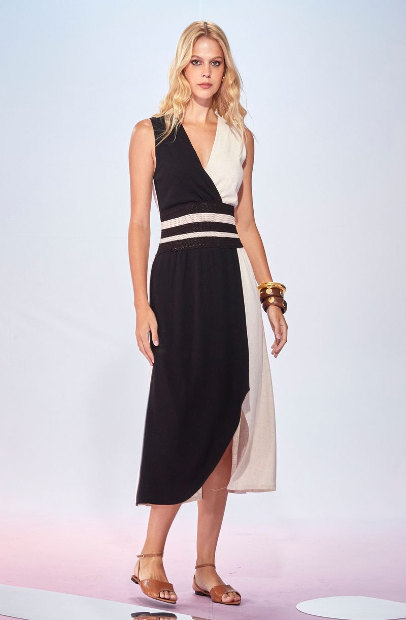 Vestido-Midi-Transpassado-Branco-e-Preto-Carol---