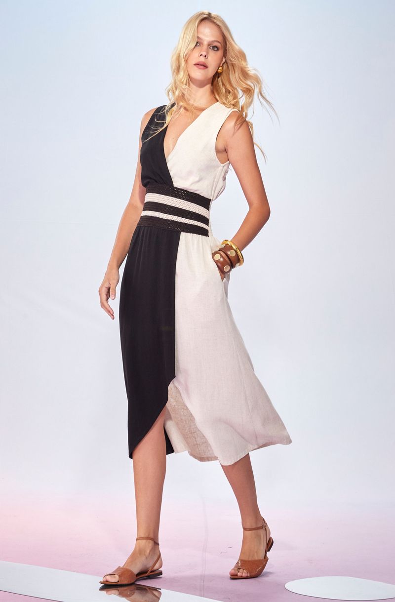 Vestido-Midi-Transpassado-Branco-e-Preto-Carol---