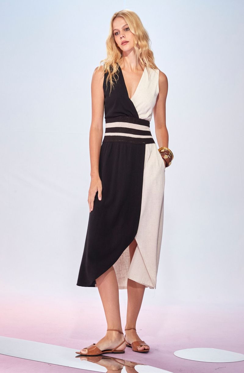 Vestido-Midi-Transpassado-Branco-e-Preto-Carol---