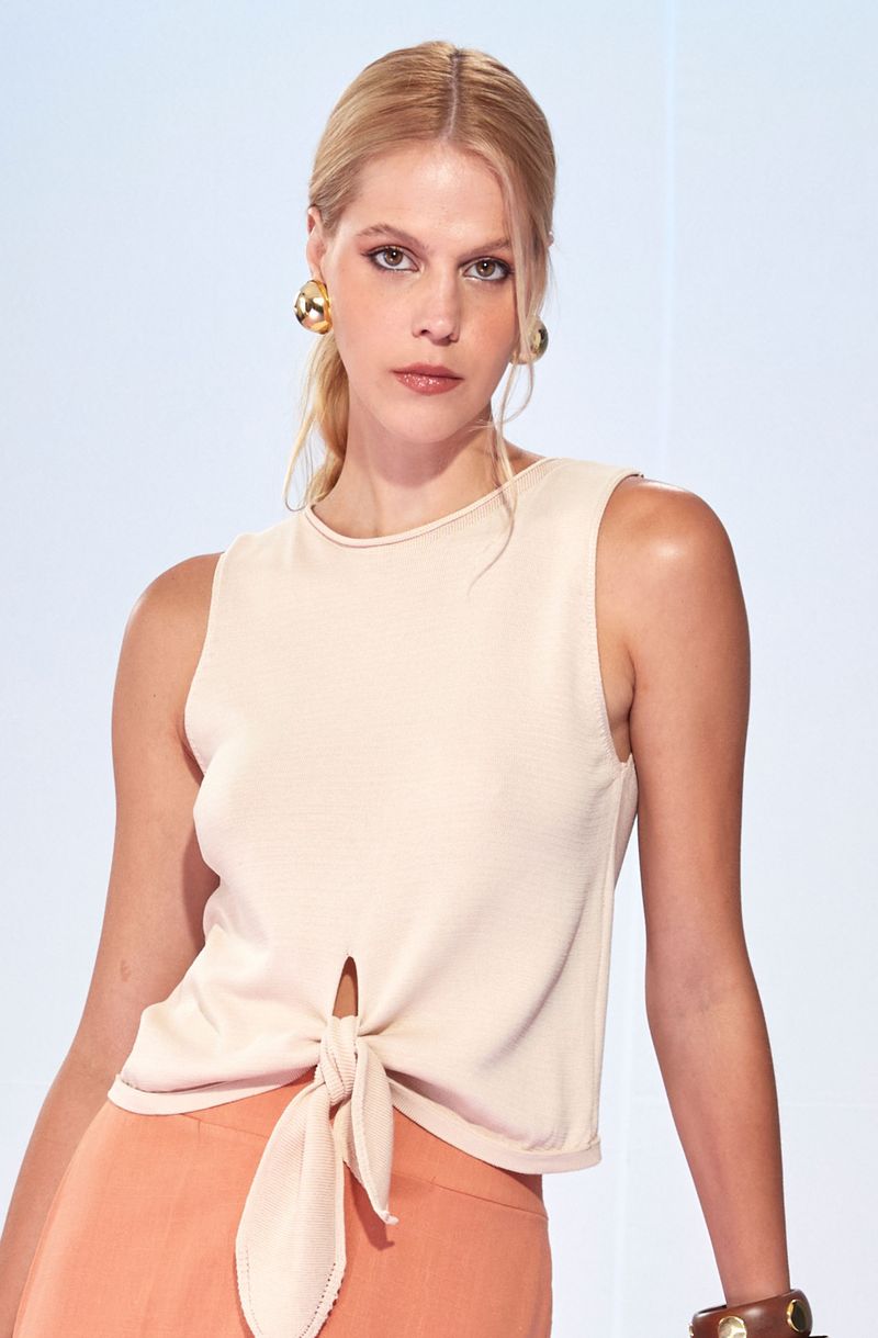 Cropped-de-Trico-com-Amarracao-Frontal-Mar---