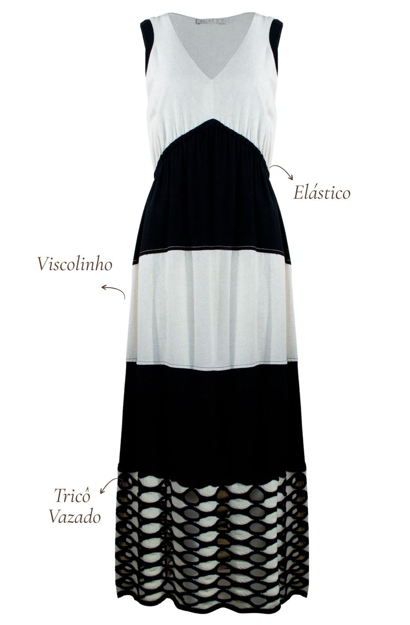 Vestido-Longo-com-Barrado-de-Trico-Preto-e-Branco-Pietra--